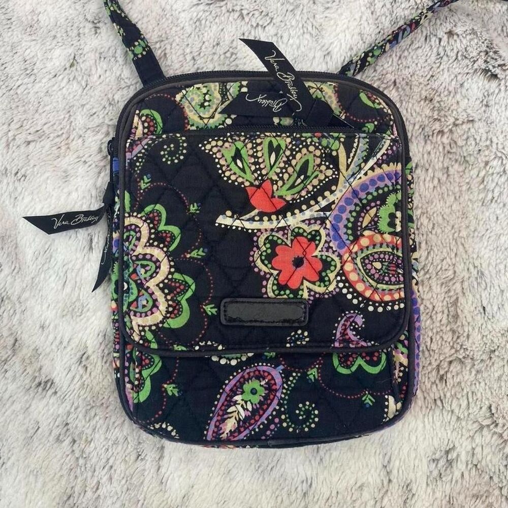 Vera Bradley black paisley micro mini crossbody bag fairy cottage maximalist